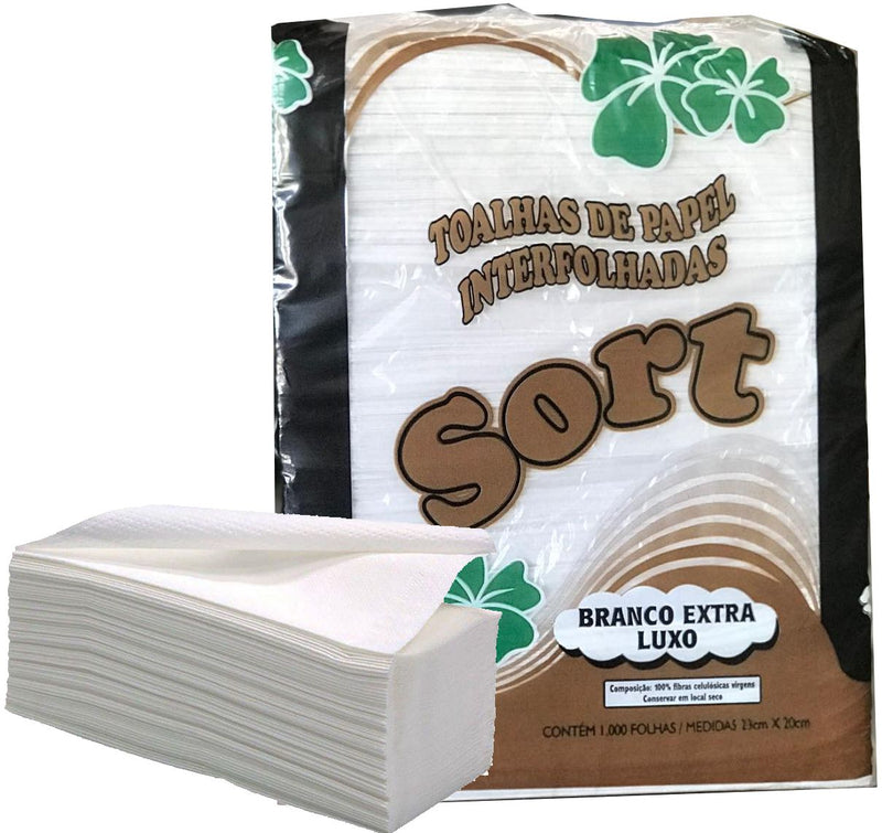 PAPEL TOALHA INT 20 X 21 - C/1000 FOLHAS - BRANCO EXTRA LUXO - SORT