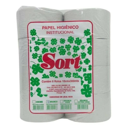 PAPEL HIGIENICO 8 UN X 10 CM X 300 MTS - BRANCO - SORT