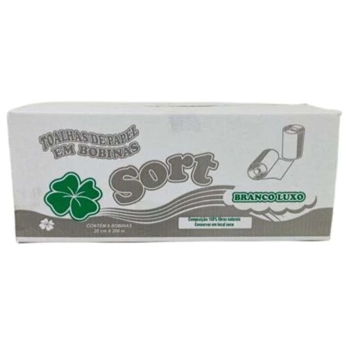 PAPEL TOALHA BOBINA 6 UN X 20 CM X 200 MTS - BRANCO LUXO - SORT