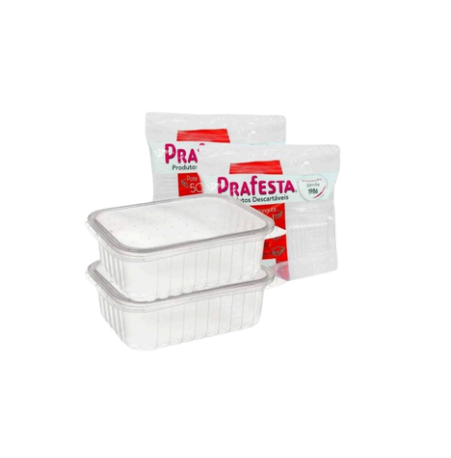 MARMITA POTE RETANGULAR COM TAMPA - 500 ML - PCT C/24 UNIDADES