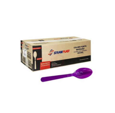 COLHER FORTE AÇAI - ROXA - 15,5CM - GRANEL C/500 UNIDADES - STRAWPLAST