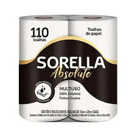 TOALHA DE PAPEL - SORELLA ABSOLUTE - 2 ROLOS C/55 TOALHAS CADA