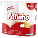 PAPEL HIGIENICO NEUTRO - FOLHA DUPLA - 4 ROLOS C/30 M CADA - FOFINHO