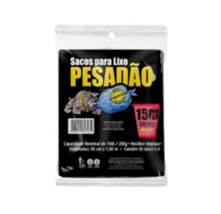 SACO PRETO PARA LIXO - ALMOFADA COM 05 UNIDADES - 150 LT - PESADAO