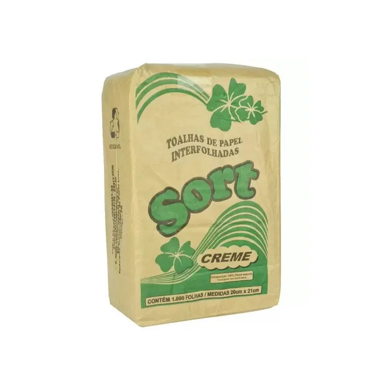 PAPEL TOALHA INT 20 X 21 - C/1000 FOLHAS - CREME - SORT